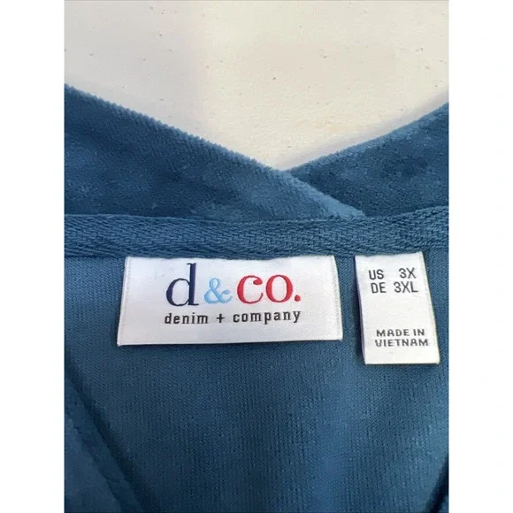 Denim & Co.‎ Shirt 3X Blue Velvet Long Sleeve Shirt - Picture 2 of 8